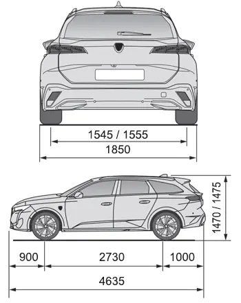 Peugeot 308. Dimensões (mm)